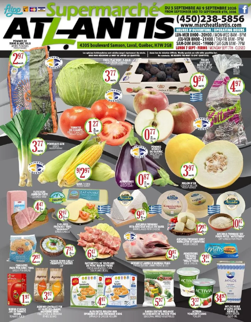 Page 1 de la Circulaire Supermarché Atlantis du 3 au 9 septembre 2026
