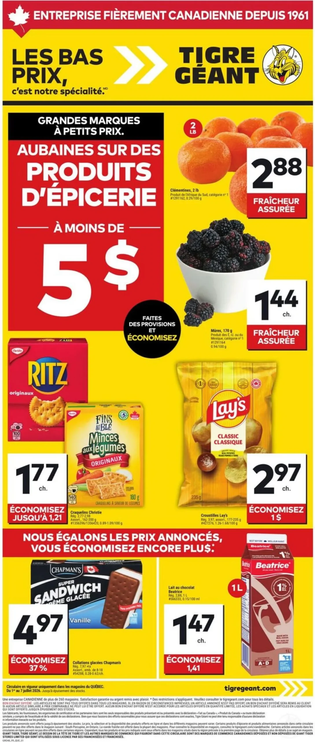 Page 1 de la Circulaire Tigre Géant du 1 au 7 juillet 2026