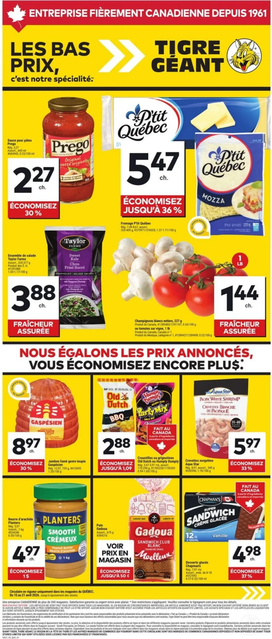 Page 1 de la Circulaire Tigre Géant du 15 au 21 avril 2026