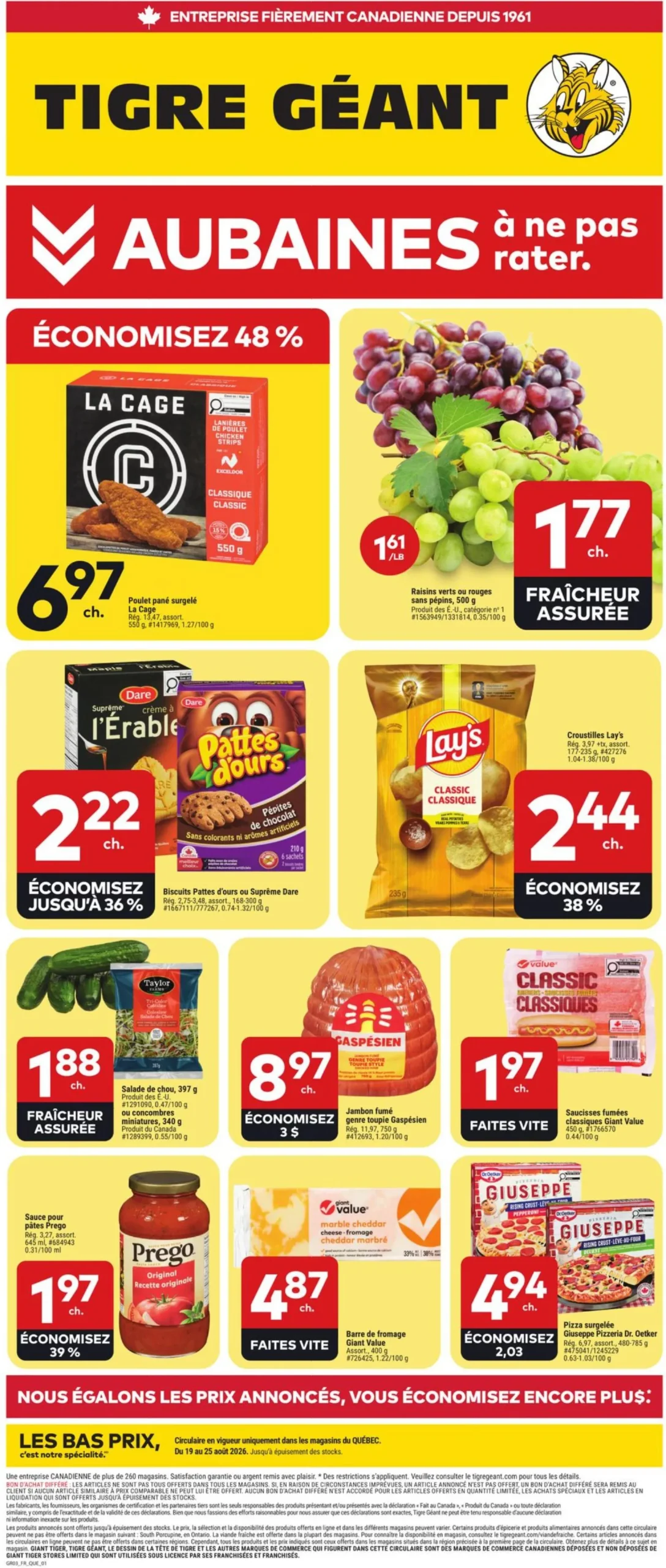 Page 1 de la Circulaire Tigre Géant du 19 au 25 août 2026