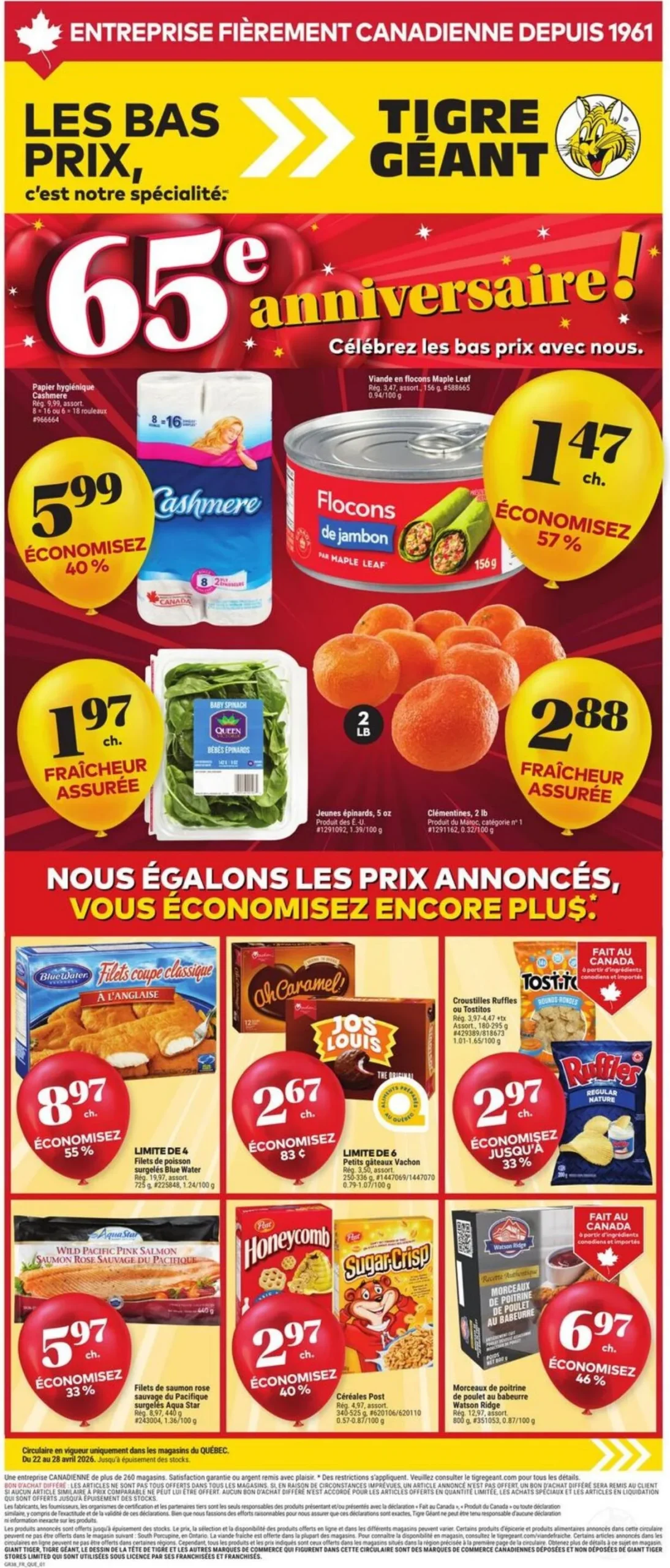 Page 1 de la Circulaire Tigre Géant du 22 au 28 avril 2026