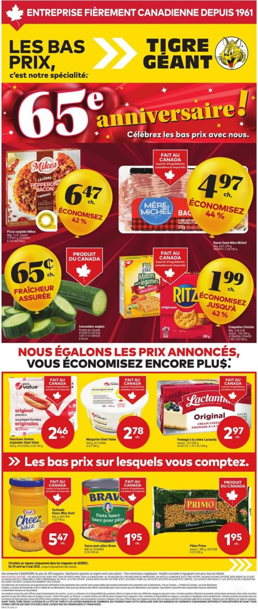Page 1 de la Circulaire Tigre Géant du 29 avril au 5 mai 2026