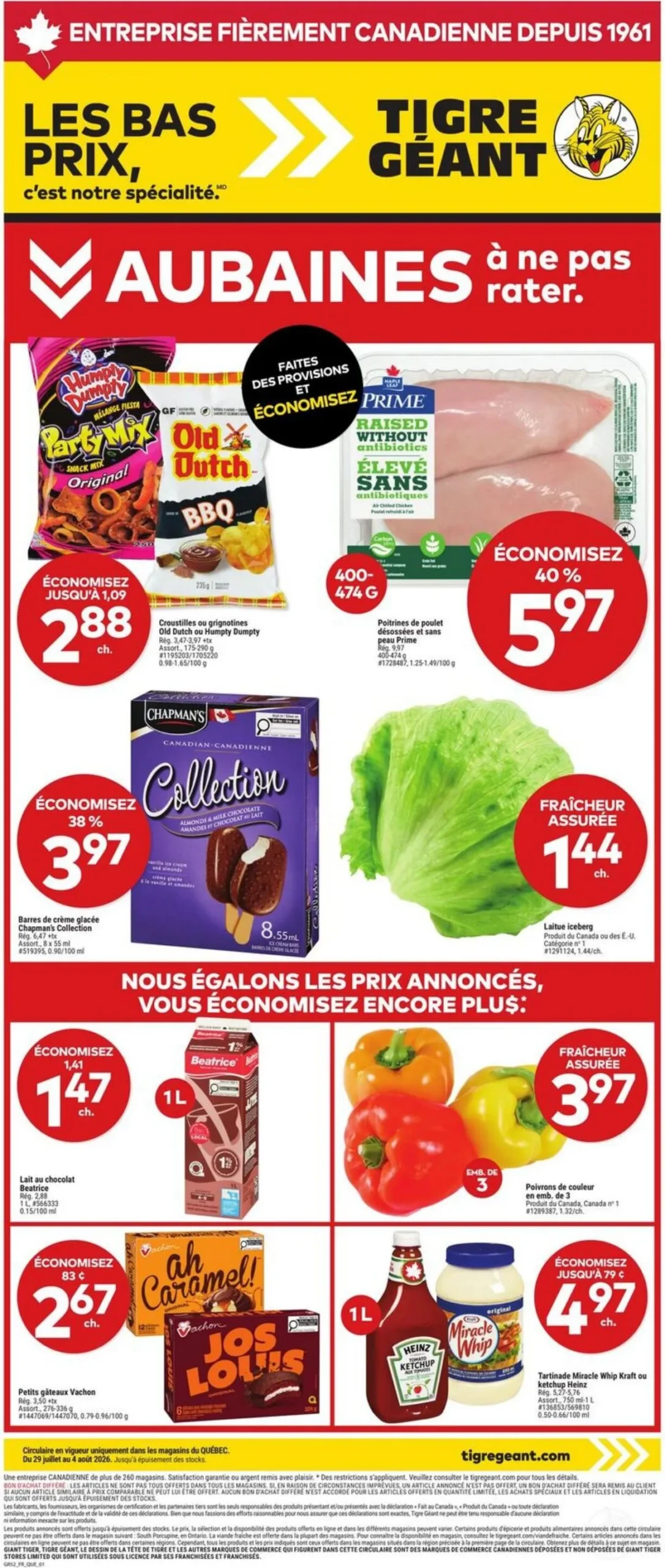 Page 1 de la Circulaire Tigre Géant du 29 juillet au 4 août 2026