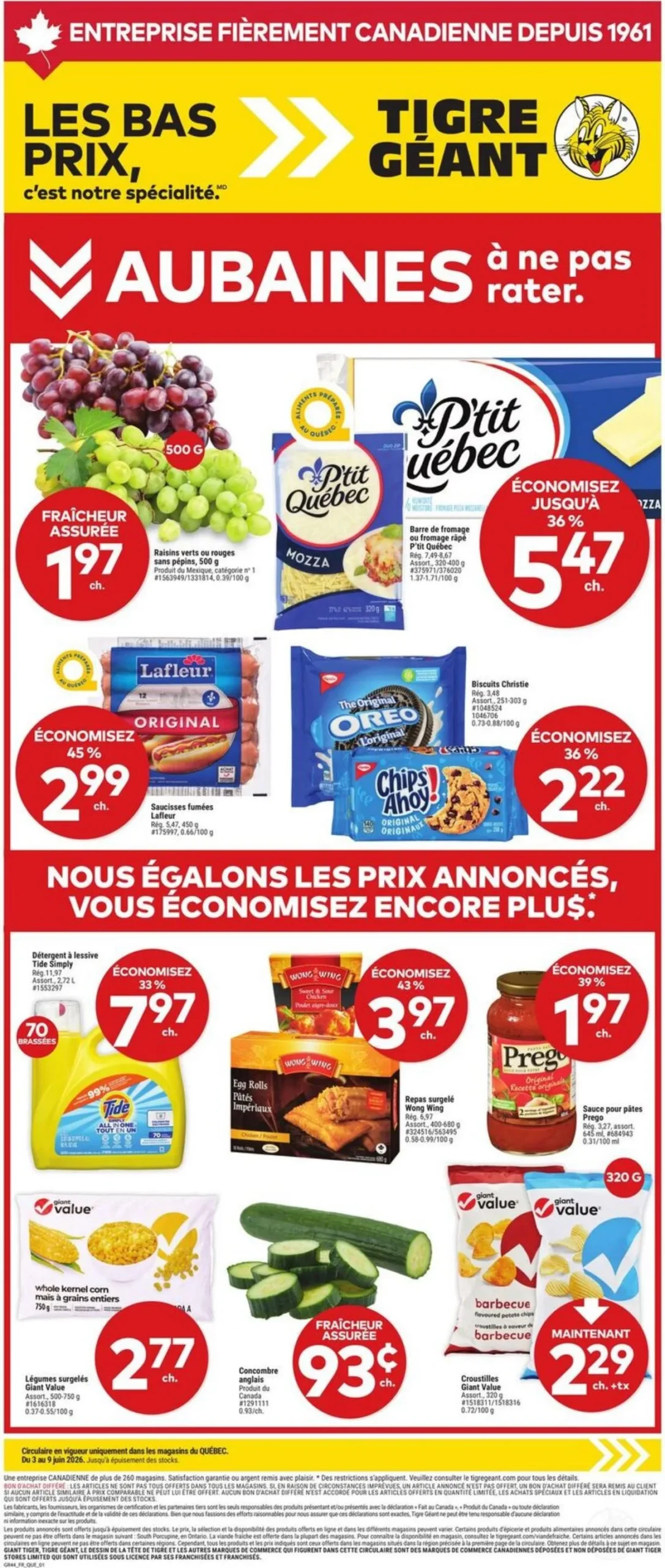 Page 1 de la Circulaire Tigre Géant du 3 au 9 juin 2026