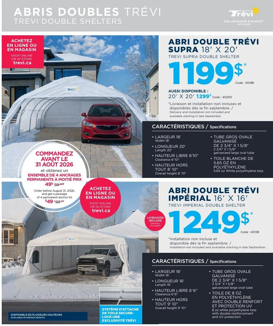 Page 3 de la Circulaire Trevi Abris d&rsquo;auto du 25 au 31 août 2026