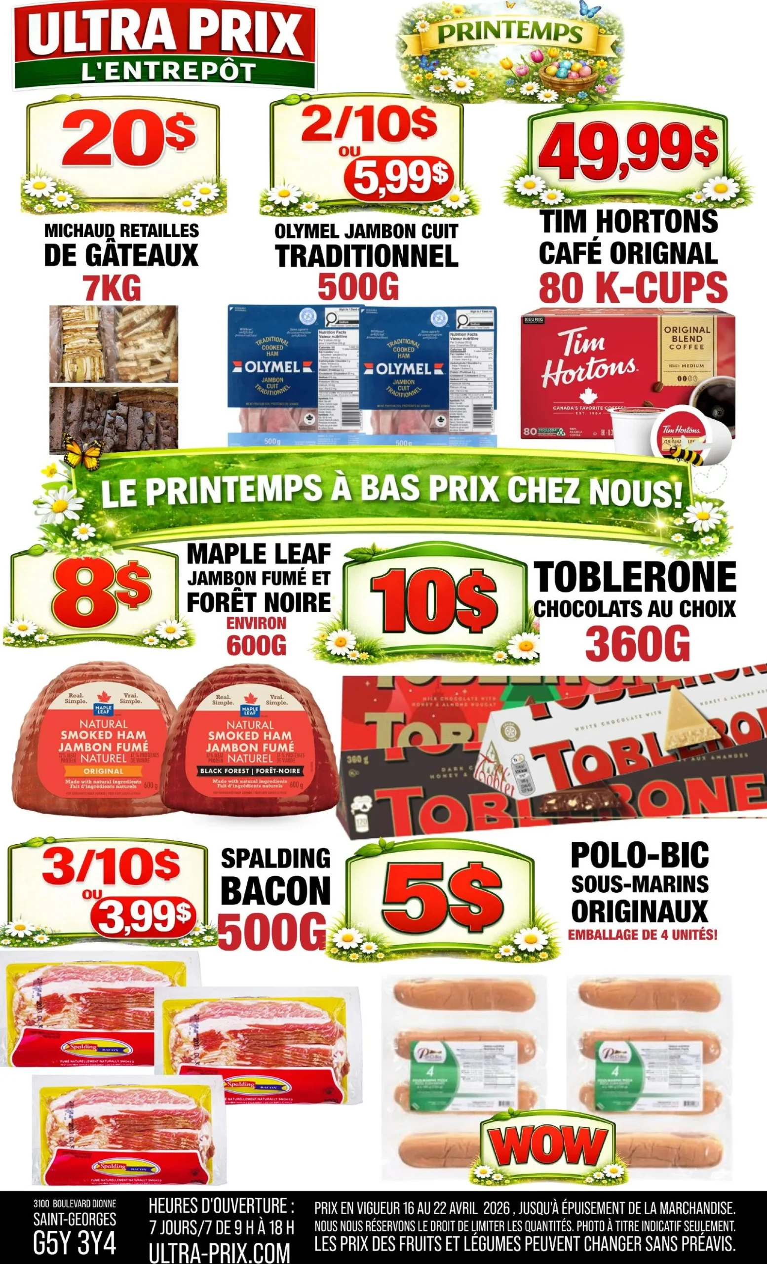Page 1 de la Circulaire Ultra Prix L&rsquo;Entrepôt du 16 au 22 avril 2026