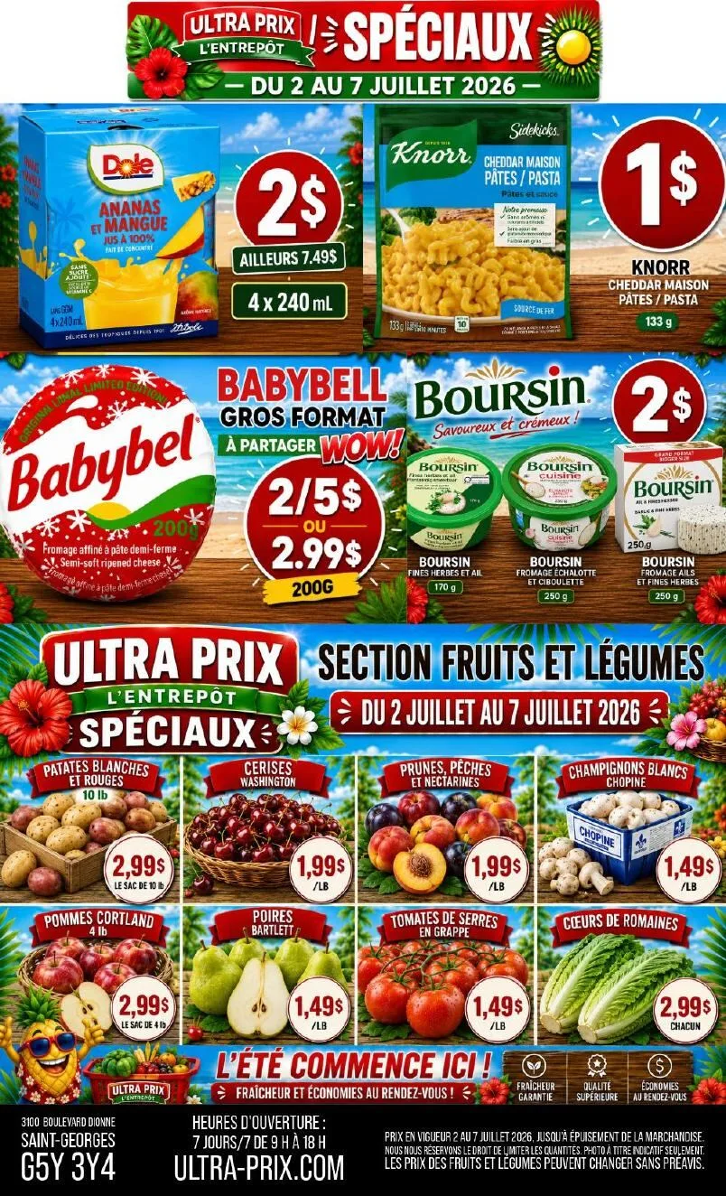Page 1 de la Circulaire Ultra Prix L&rsquo;Entrepôt du 2 au 7 juillet 2026