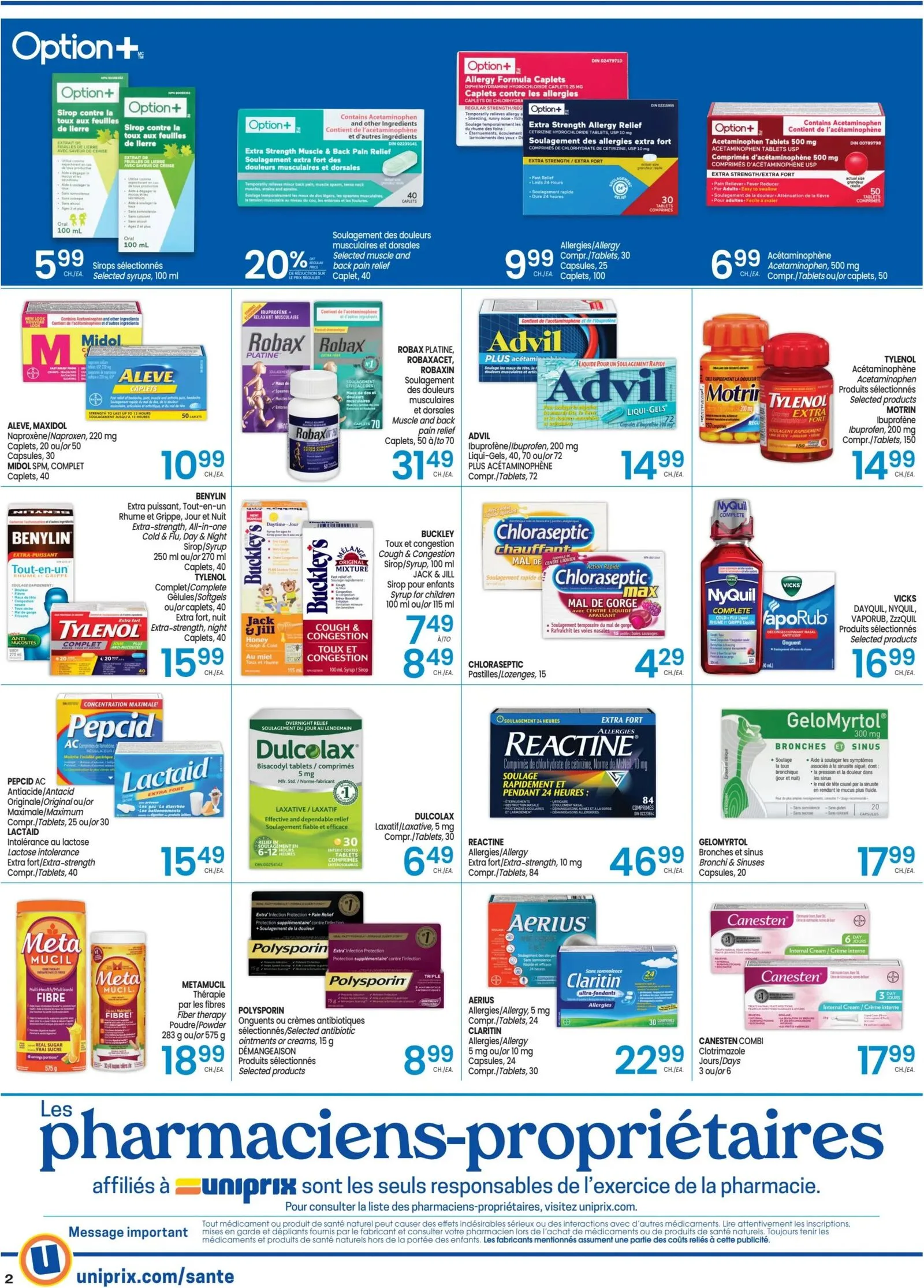 Page 2 de la Circulaire Uniprix du 1 au 7 janvier 2026