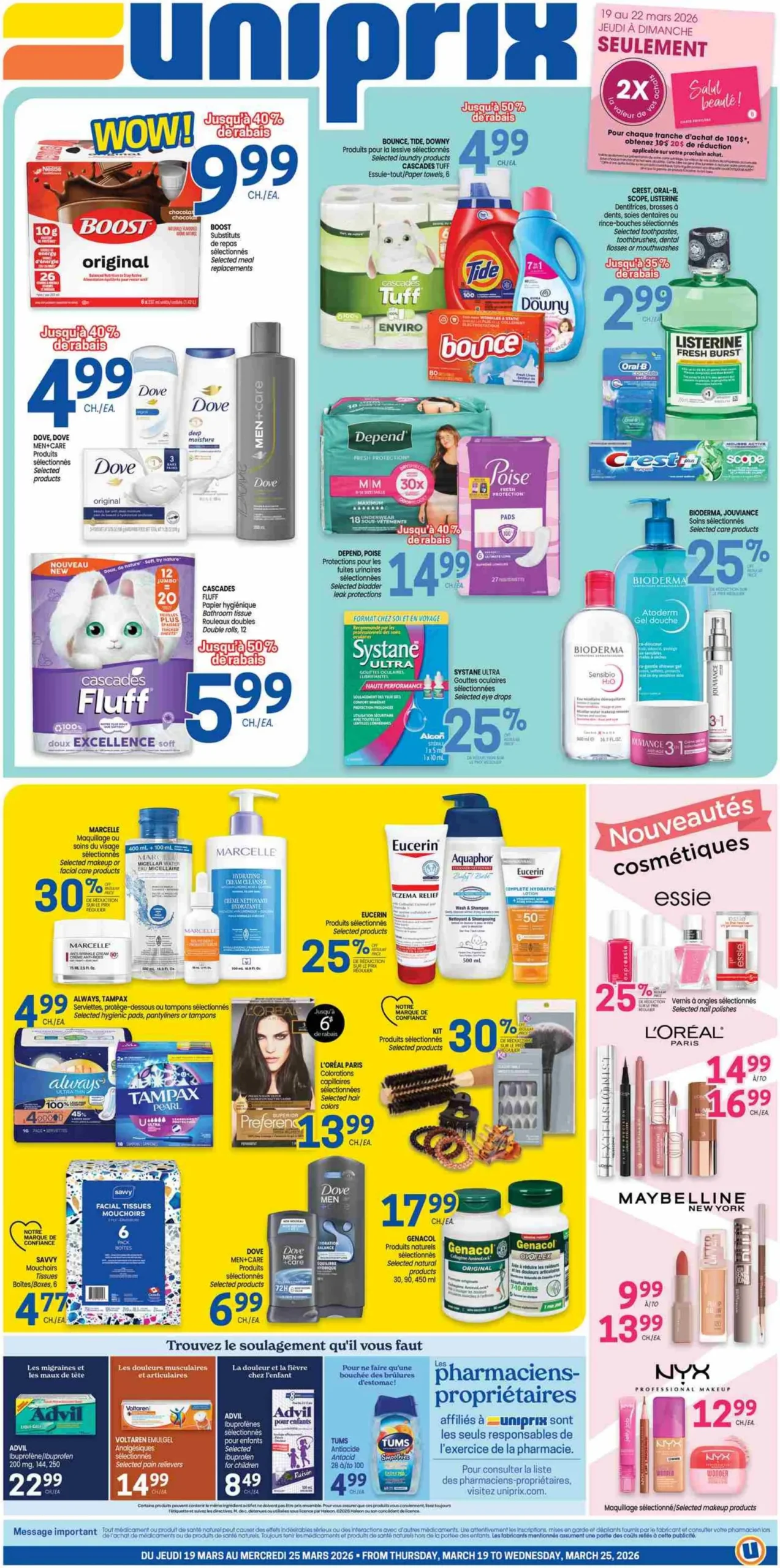 Page 1 de la Circulaire Uniprix du 19 au 25 mars 2026