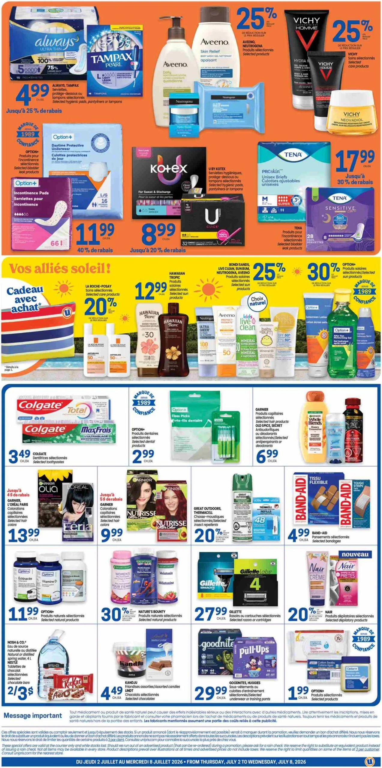 Page 2 de la Circulaire Uniprix du 2 au 8 juillet 2026