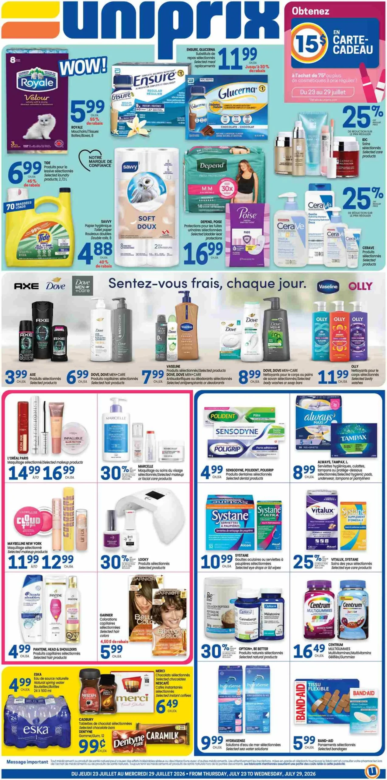 Page 1 de la Circulaire Uniprix du 23 au 29 juillet 2026