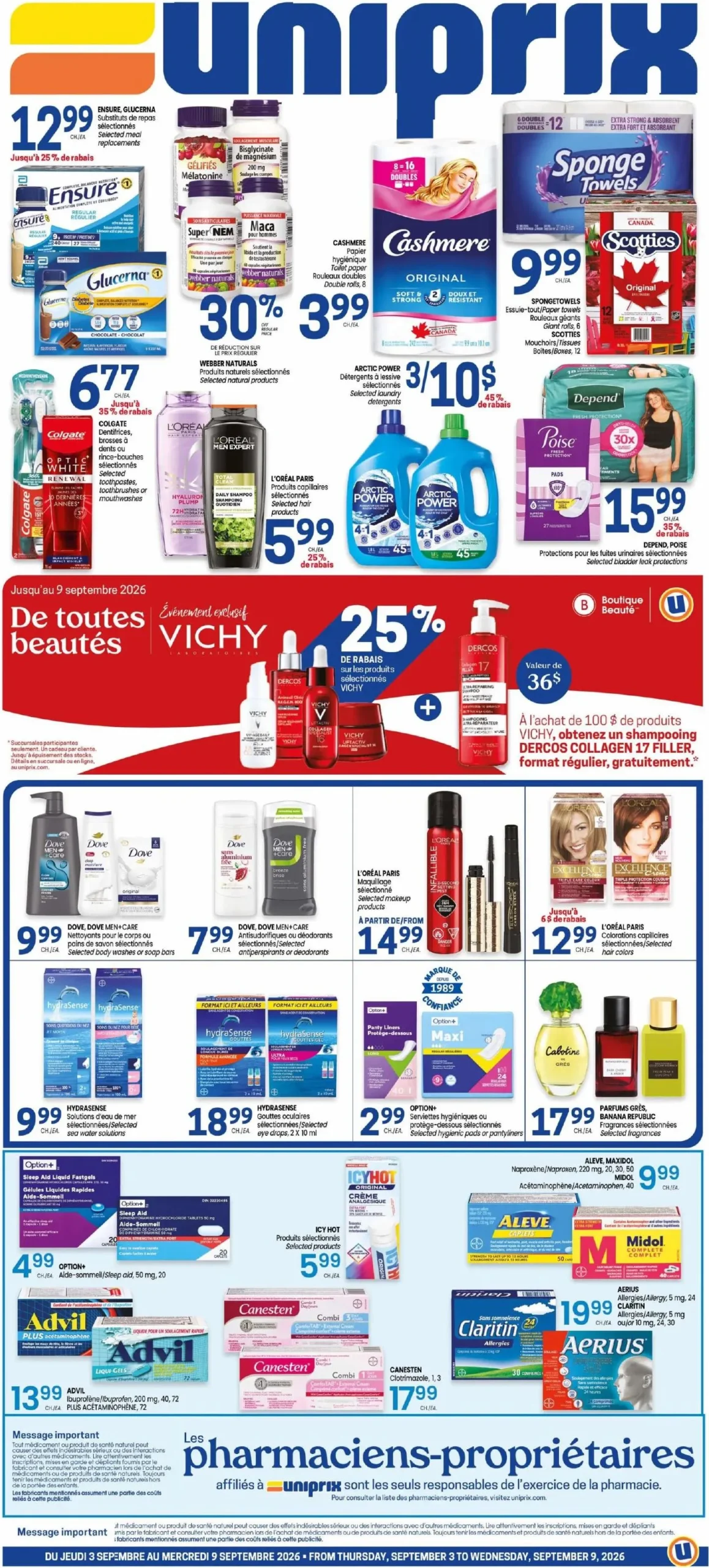 Page 1 de la Circulaire Uniprix du 3 au 9 septembre 2026