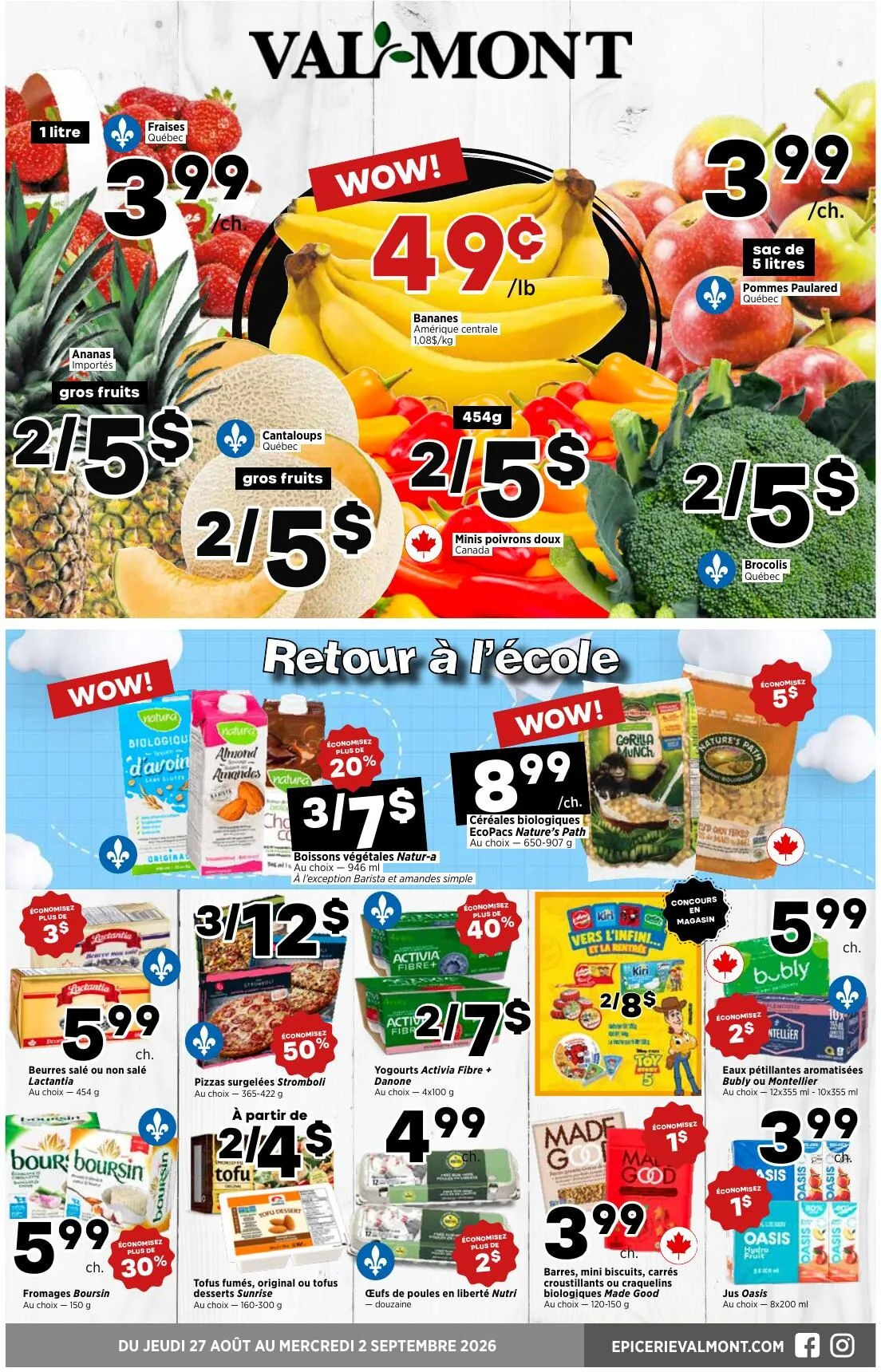Page 1 de la Circulaire Val-Mont du 27 août au 2 septembre 2026
