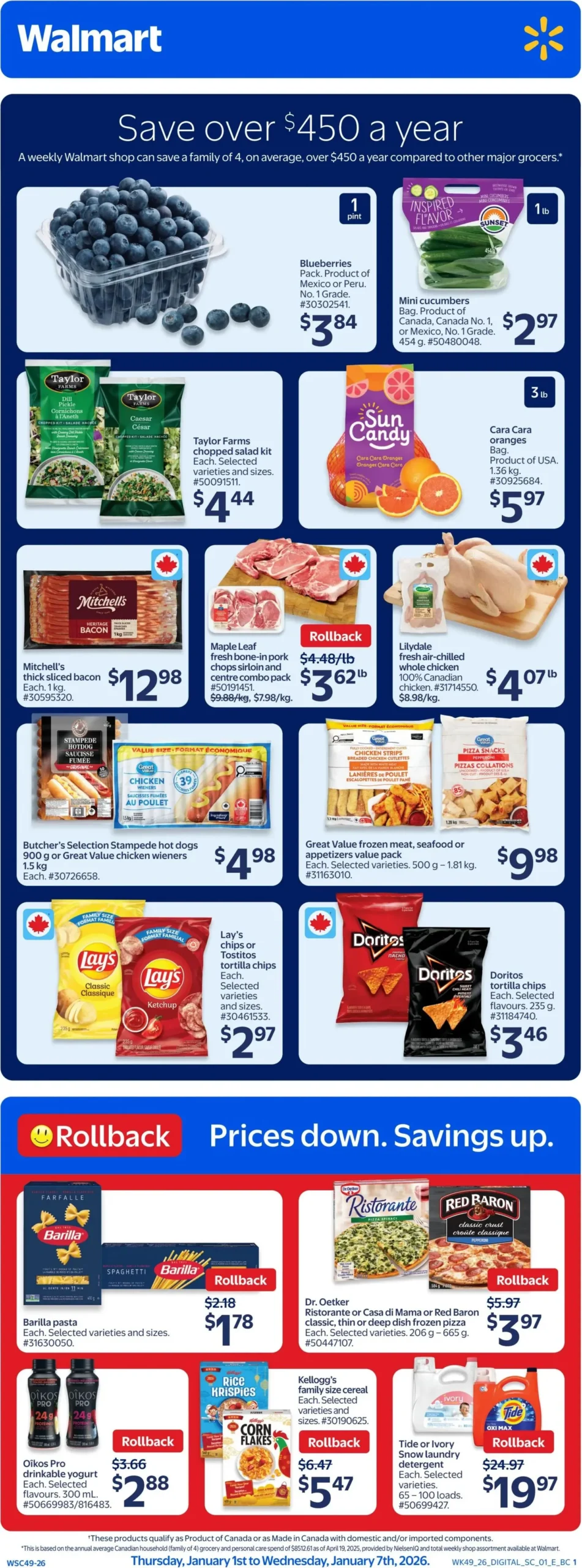 Page 1 de la Circulaire Walmart du 1 au 7 janvier 2026
