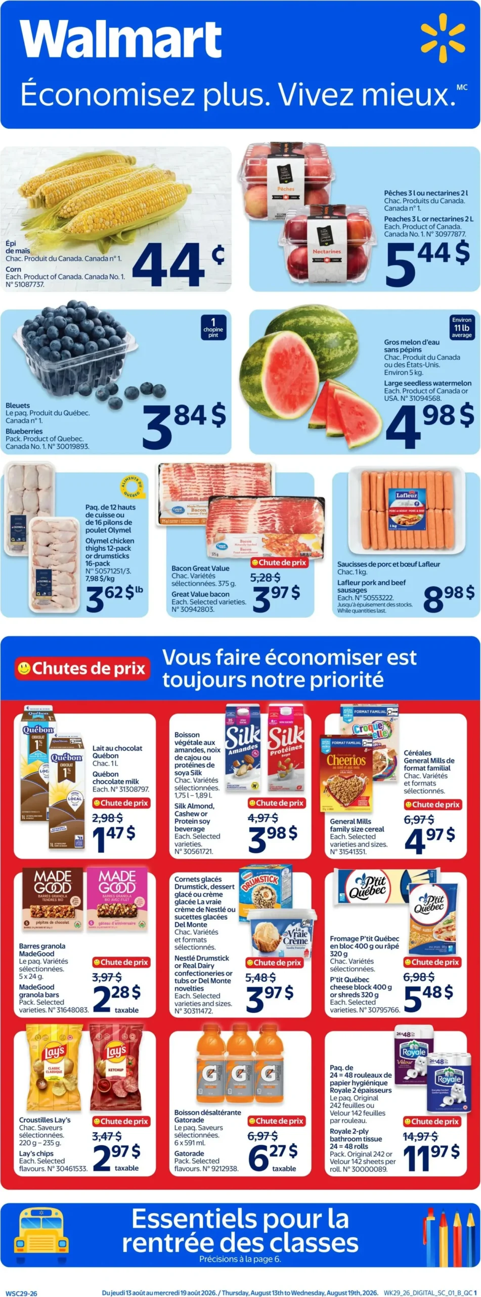 Page 1 de la Circulaire Walmart du 13 au 19 août 2026
