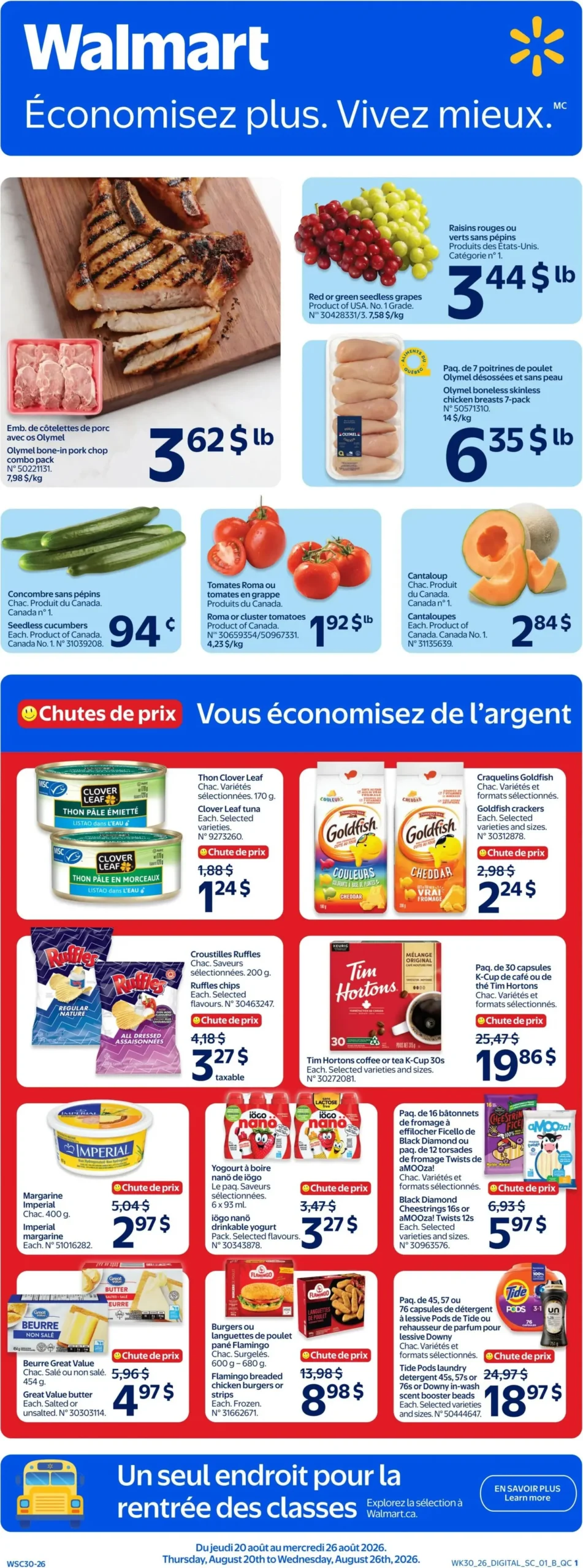 Page 1 de la Circulaire Walmart du 20 au 26 août 2026