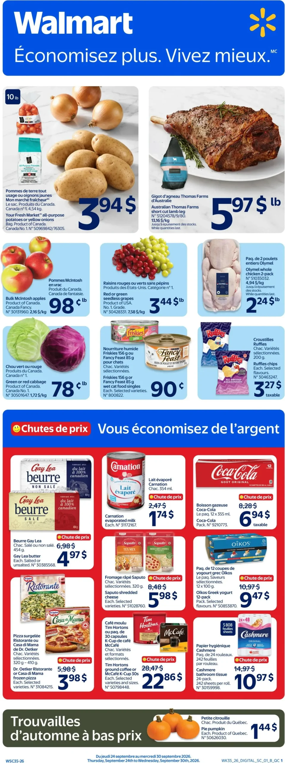 Page 1 de la Circulaire Walmart du 24 au 30 septembre 2026