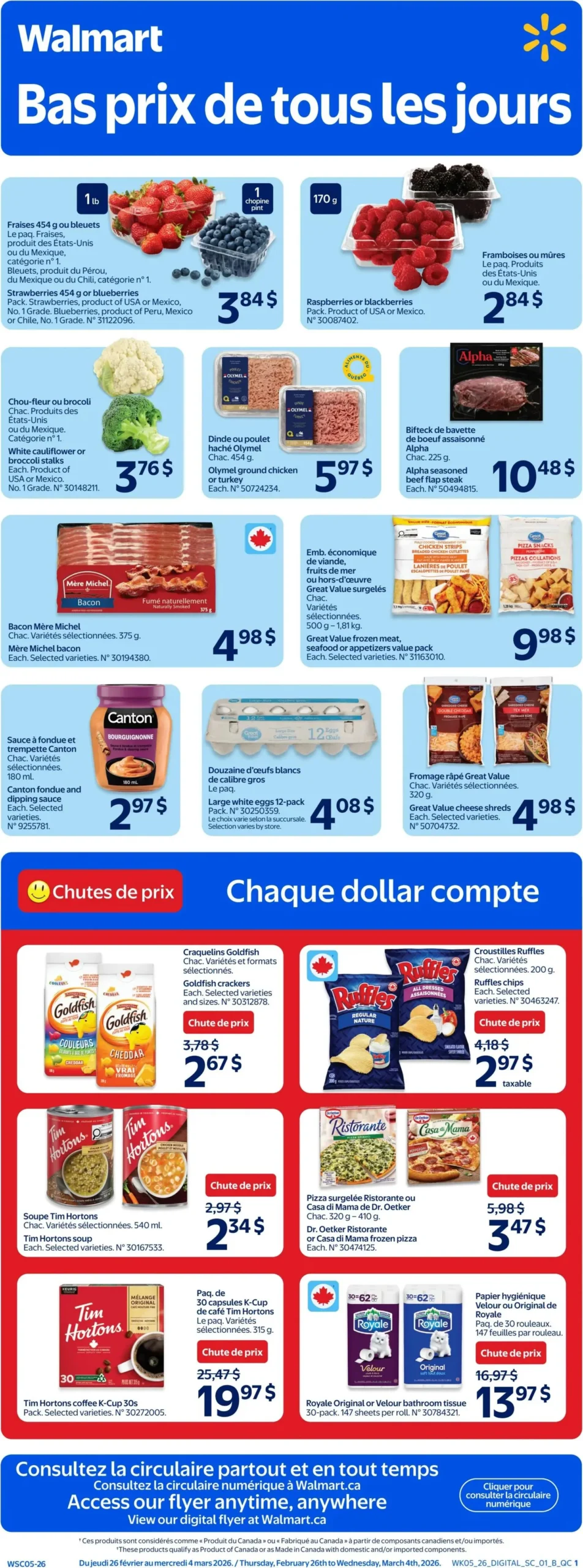 Page 1 de la Circulaire Walmart du 26 février au 4 mars 2026