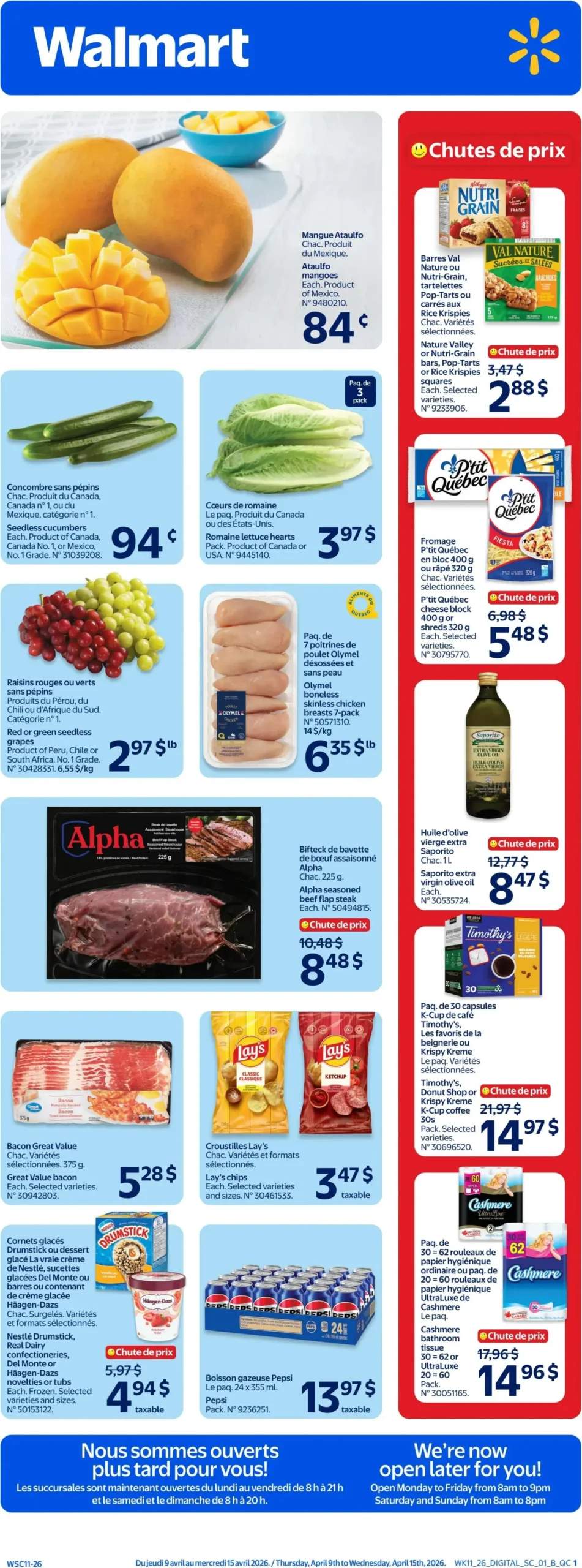 Page 1 de la Circulaire Walmart du 9 au 15 avril 2026
