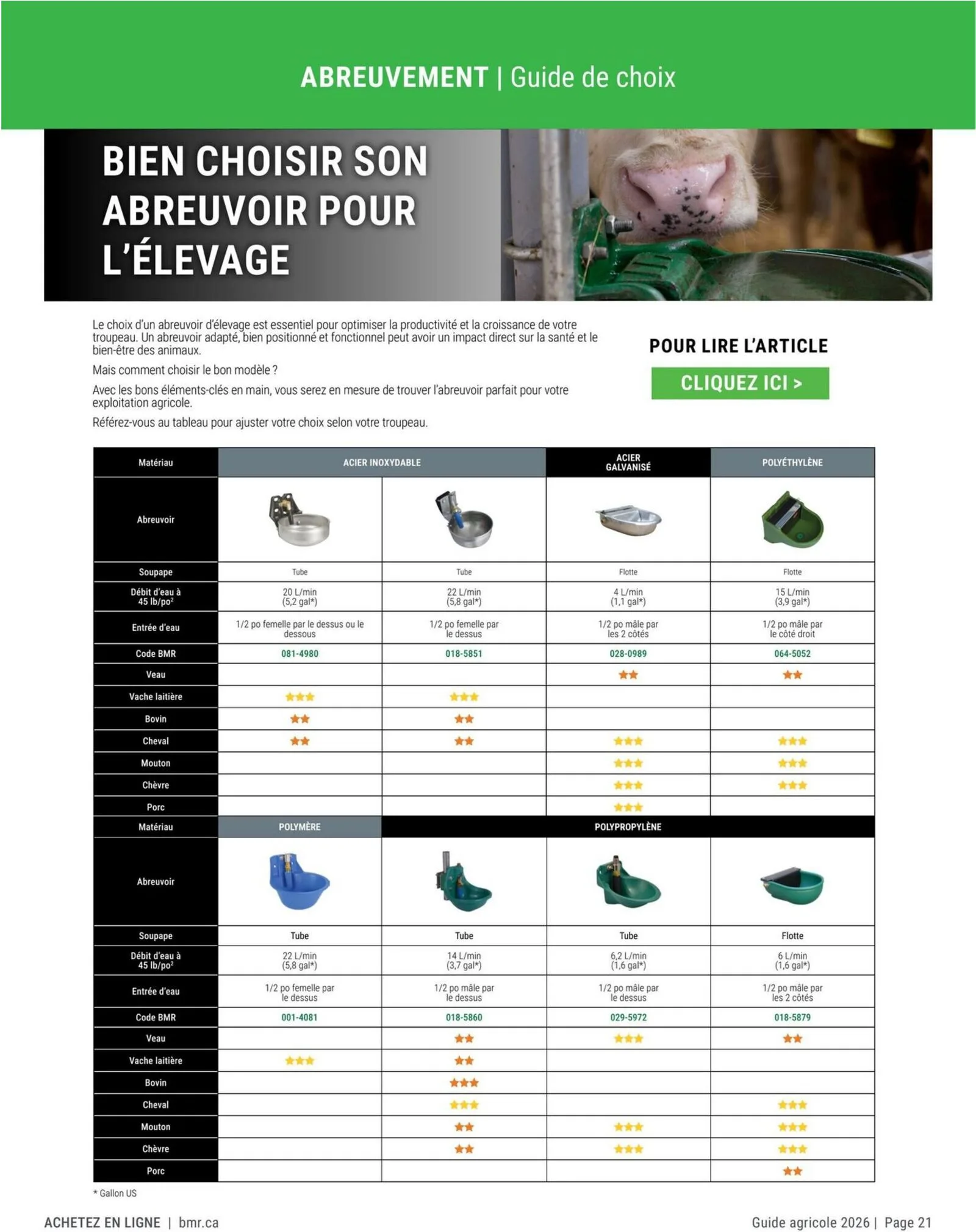 Page 21 de la Guide Agricole BMR Agrizone du 9 janvier au 31 décembre 2026