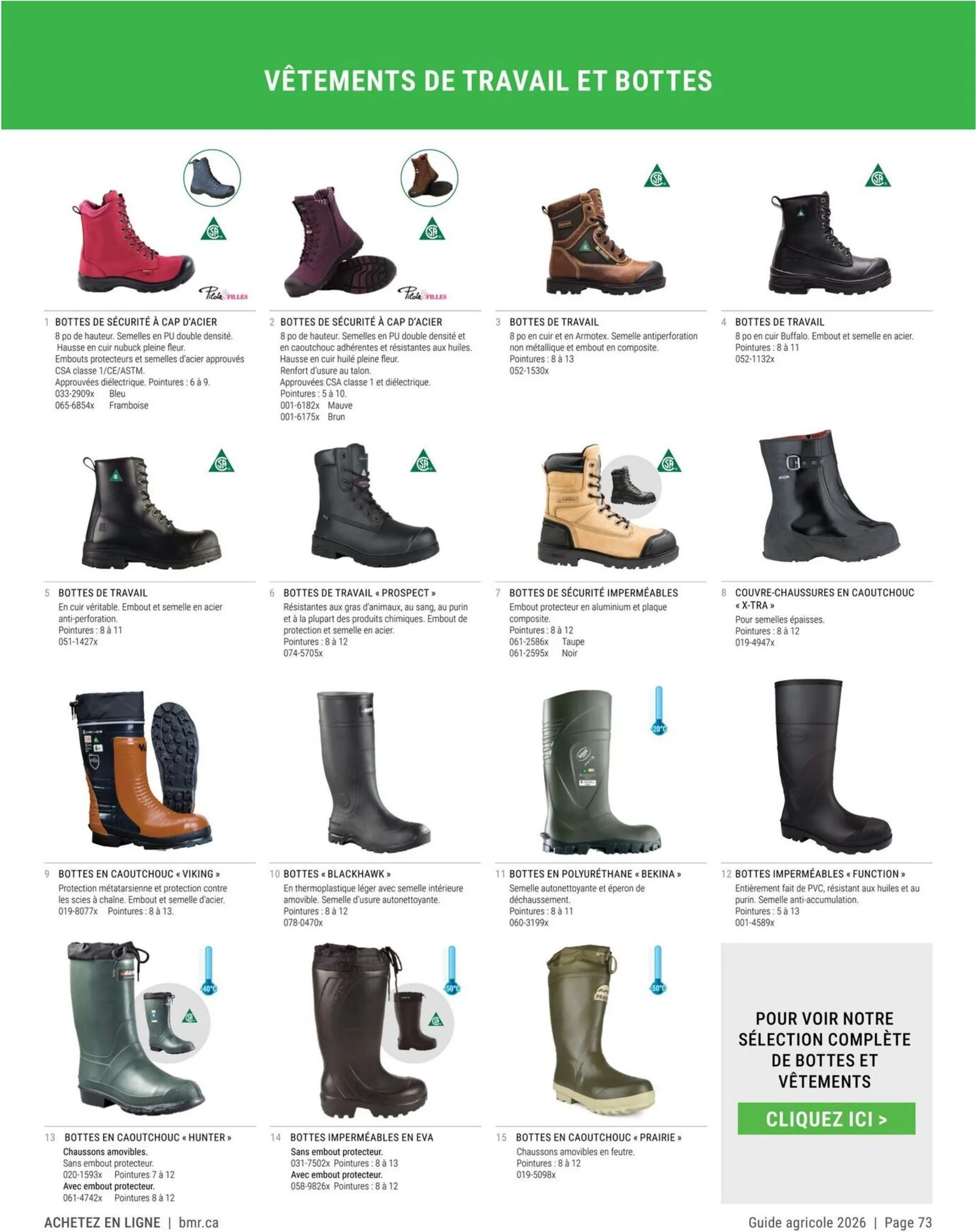 Page 73 de la Guide Agricole BMR Agrizone du 9 janvier au 31 décembre 2026