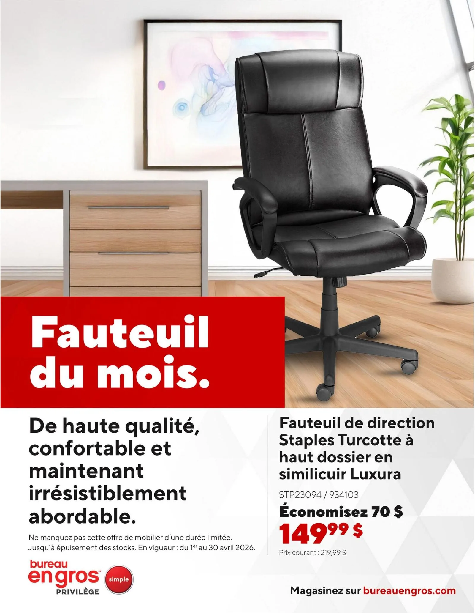 Page 1 de la Guide Bureau en Gros Fauteuil du mois du 1 au 30 avril 2026