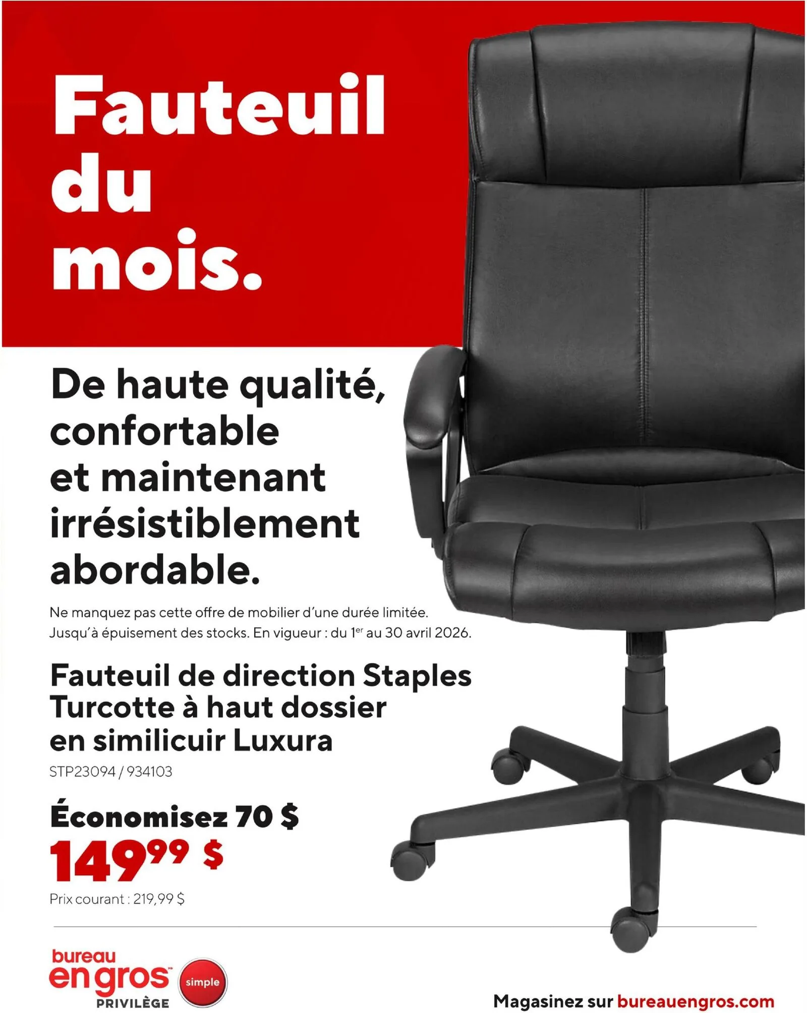 Page 2 de la Guide Bureau en Gros Fauteuil du mois du 1 au 30 avril 2026
