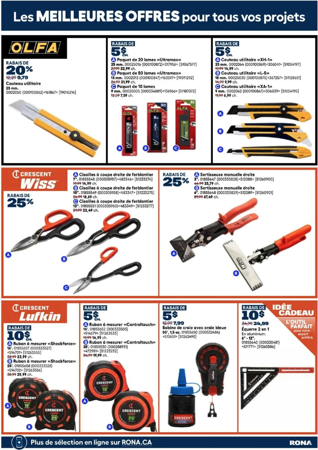 Page 13 de la Guide Rona des Outils du 7 mai au 29 juillet 2026